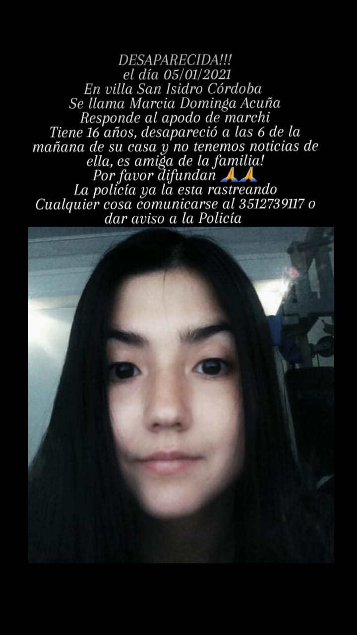 Buscan a una joven desaparecida en Villa San Isidro