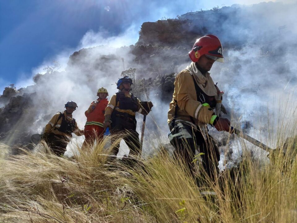 Calor extremo: bomberos combaten incendio en San Francisco del Chañar