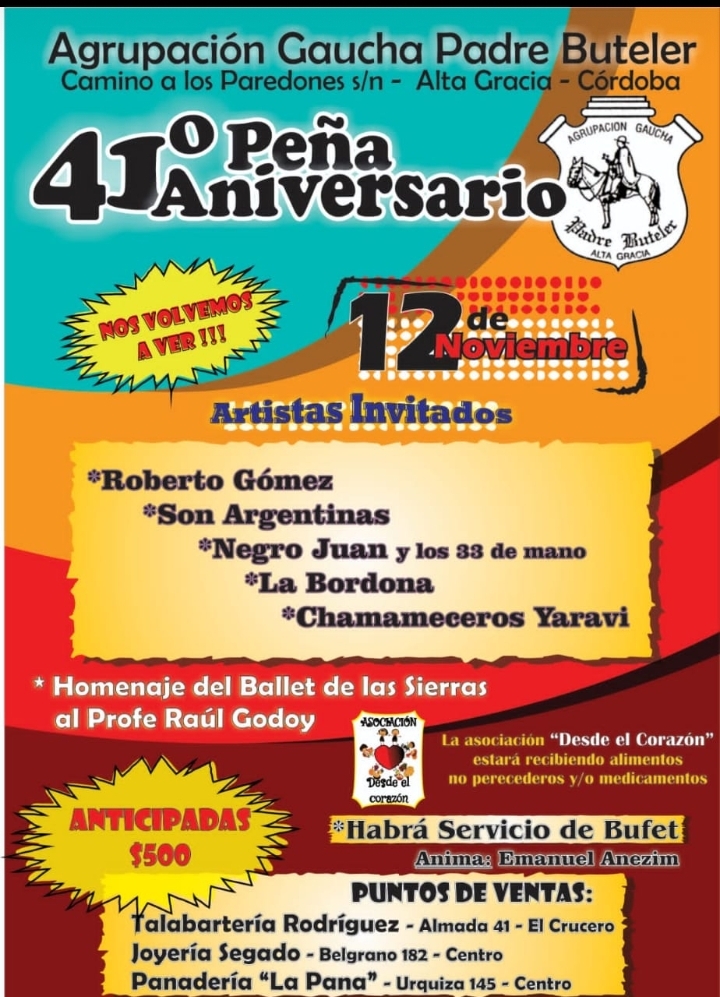 La Agrupación Padre Buteler festeja su 41 Aniversario con una gran peña