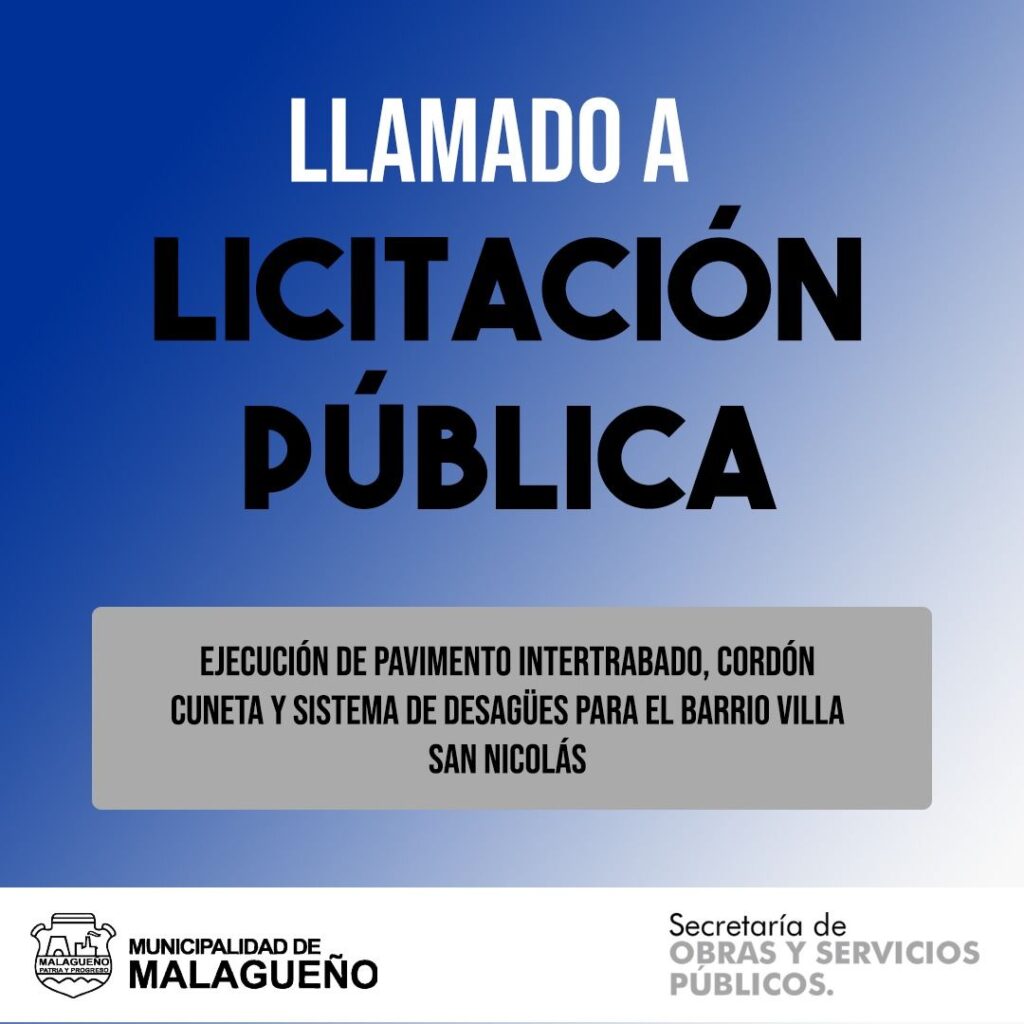 Malagueño: Llaman a licitación para obras en Villa San Nicolás