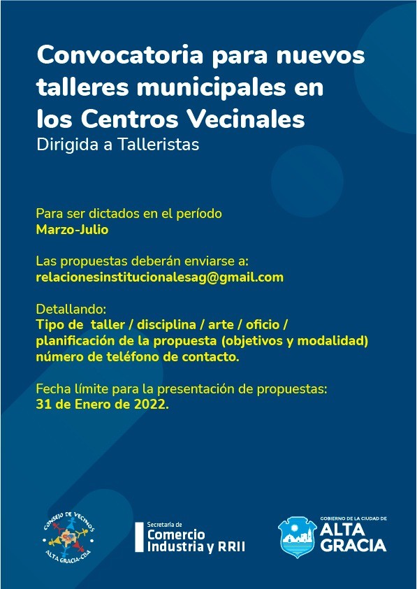Abren las inscripciones para nuevos talleres municipales en centros vecinales