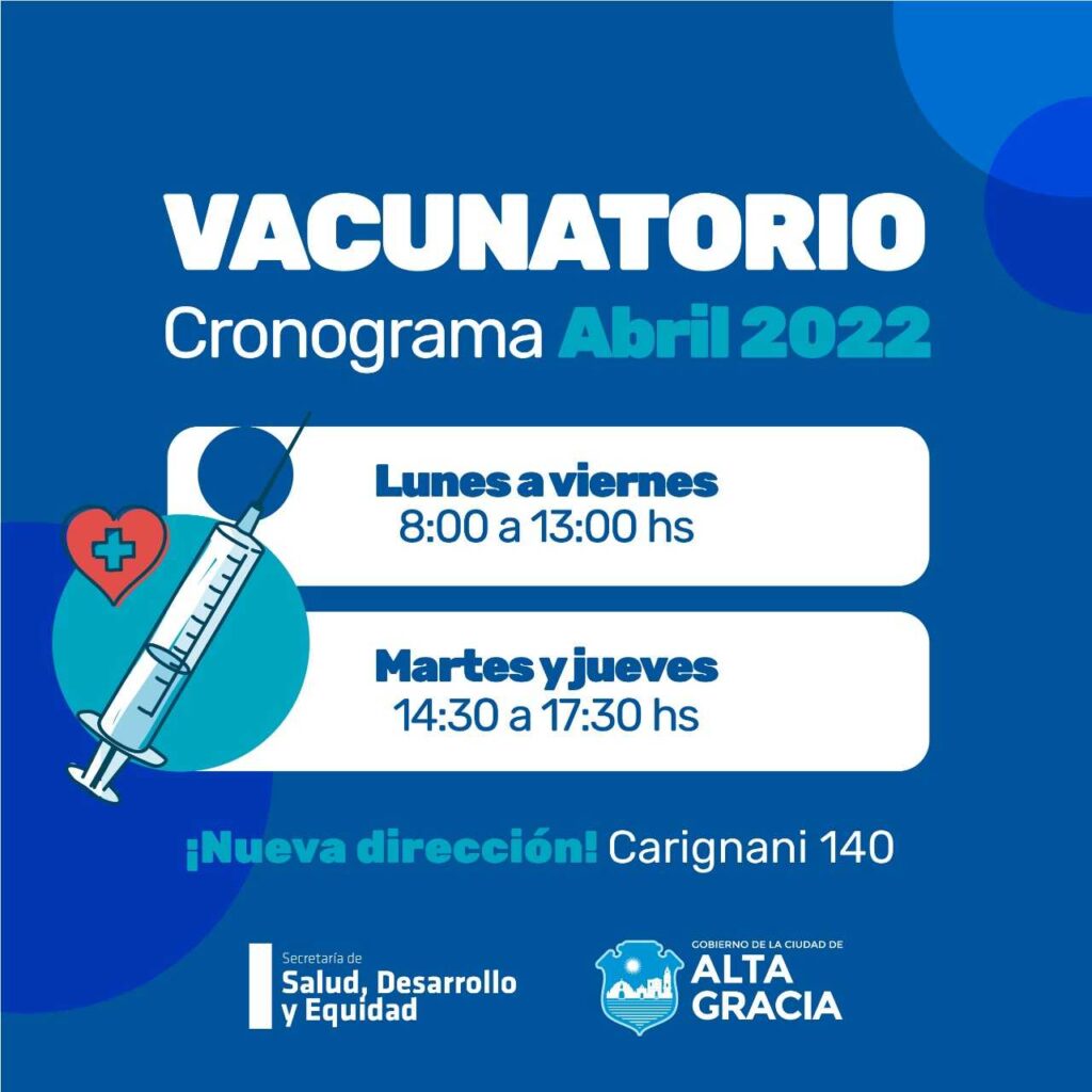 Alta Gracia continúa con el Plan de Vacunación contra el Covid-19