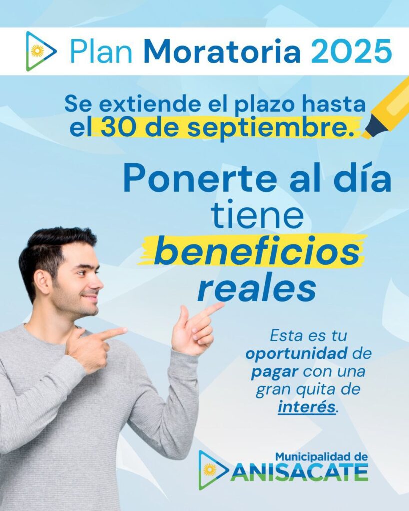 La Municipalidad de Anisacate extendió la moratoria 2025