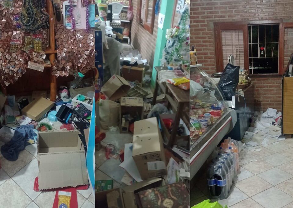 Robo en un minimercado de José de la Quintana: daños, mercadería sustraída y un auto abandonado