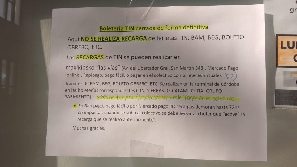Cerró la boletería TIN de la Terminal de Alta Gracia y crece el malestar entre los usuarios