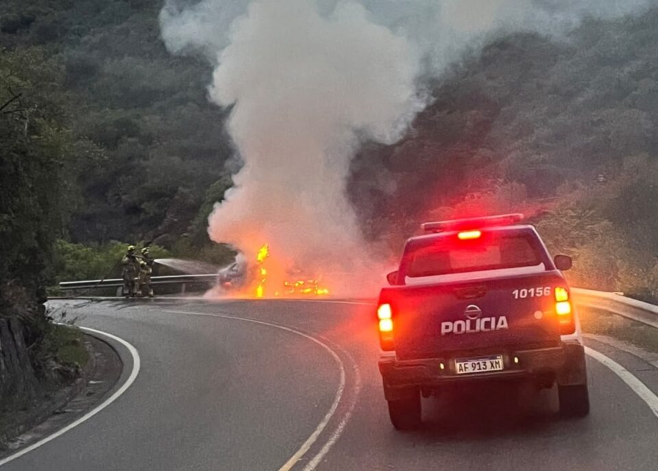 Un motociclista cayó al esquivar un perro y bomberos controlaron un incendio vehicular